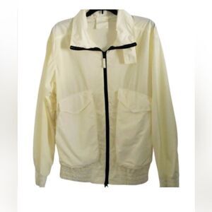 Aspesi Italy Pale Yellow Lightweight Full Zip Windbreaker Ribbed Cuffs Jacket S